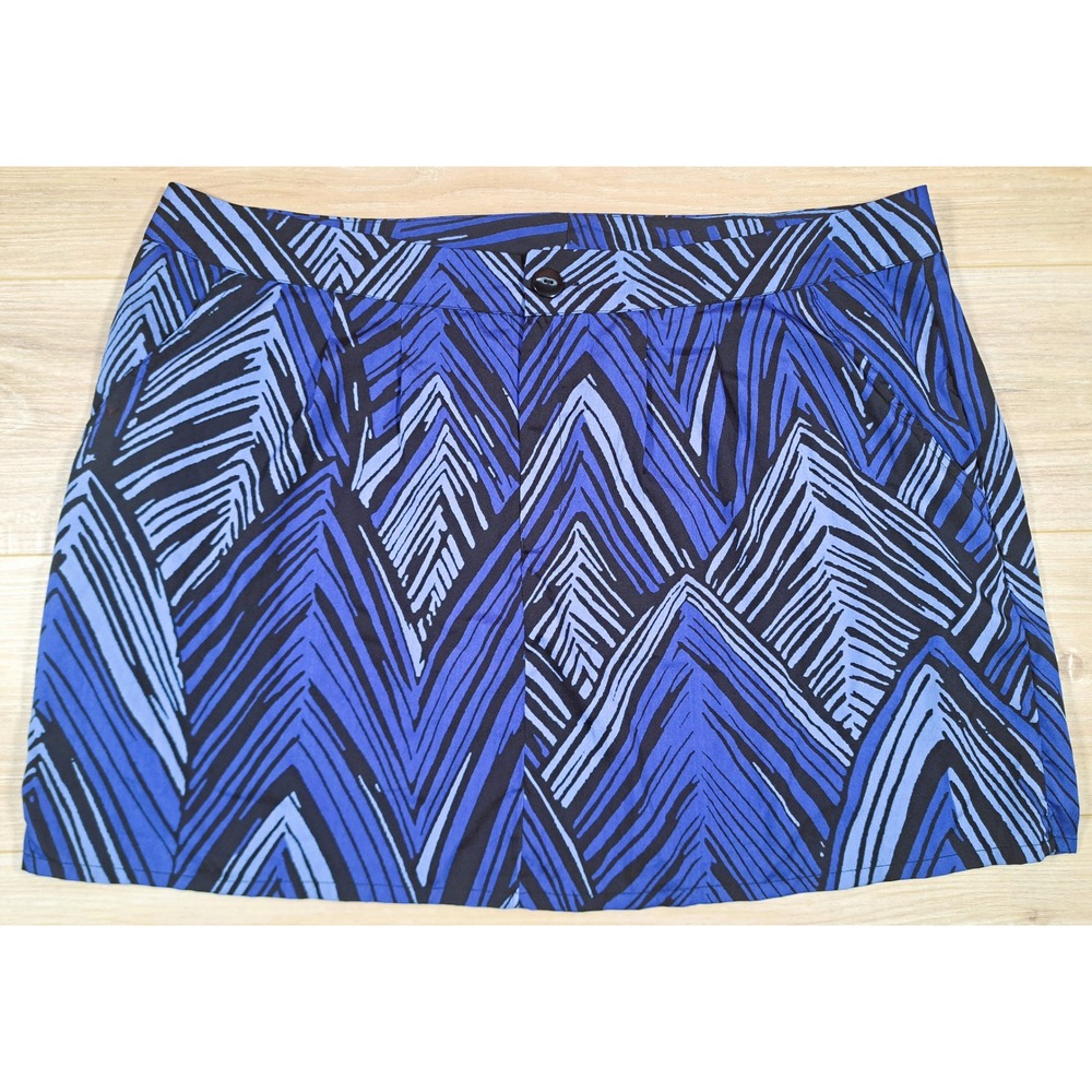 Gap Y2K Blue Black Geometric Chevron Print Mini Skirt Size 18R